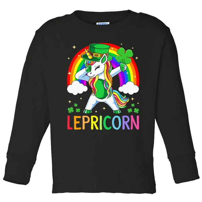 Lepricorn Unicorn St Patricks Day Lucky Toddler Long Sleeve Shirt