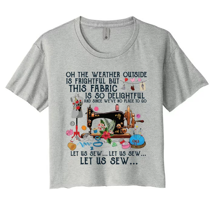 Let Us Sew Sewing Quilting Women's Crop Top Tee