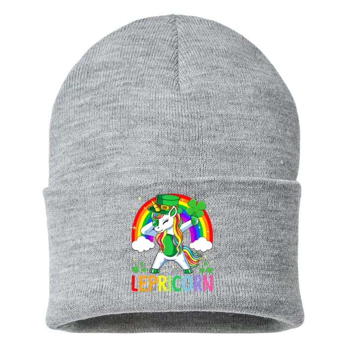 Lepricorn Unicorn St Patricks Day Sustainable Knit Beanie