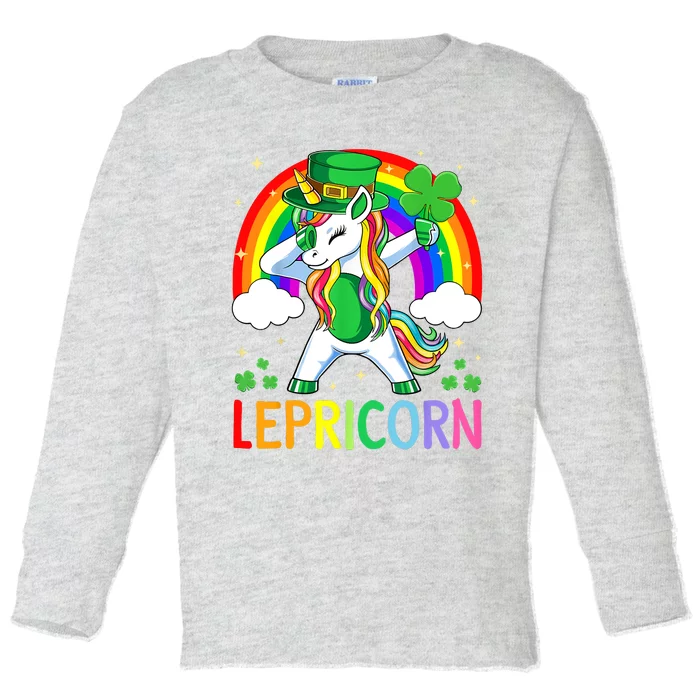 Lepricorn Unicorn St Patricks Day Toddler Long Sleeve Shirt