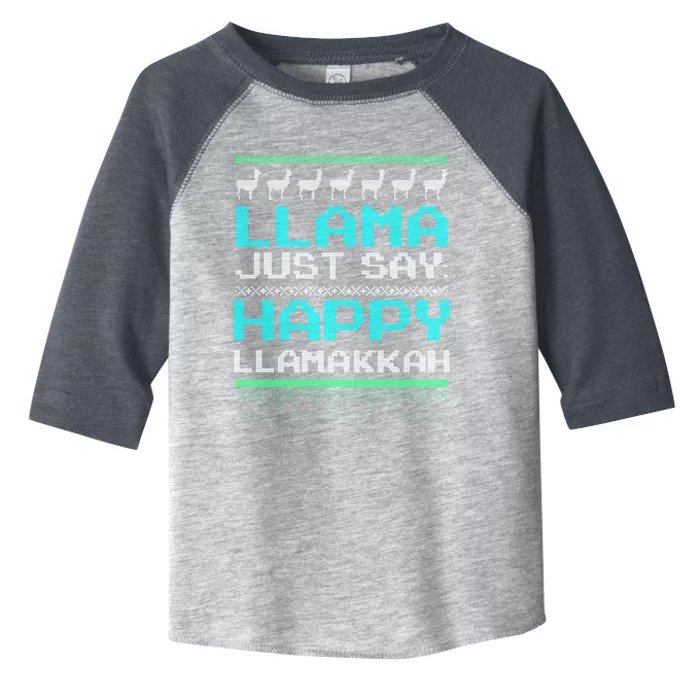 Llama Ugly Sweater Design Happy Llamakah Hannukah Gift Toddler Fine Jersey T-Shirt