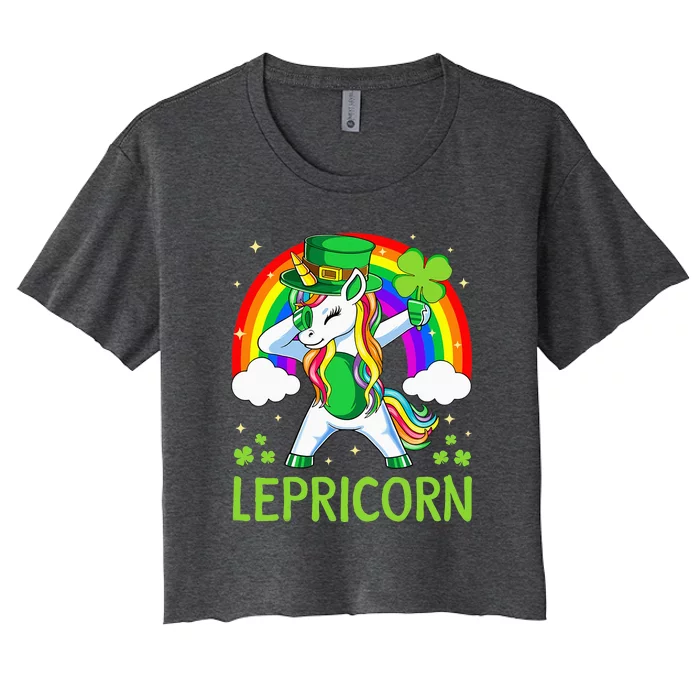 Lepricorn Unicorn St Patricks Day Lucky Women's Crop Top Tee