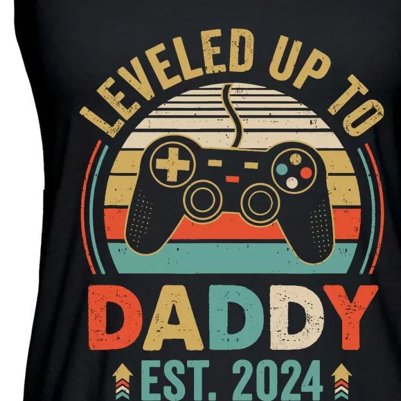 Leveled Up To Daddy 2024 Video Game Promoted To Daddy Ladies Essential Flowy Tank