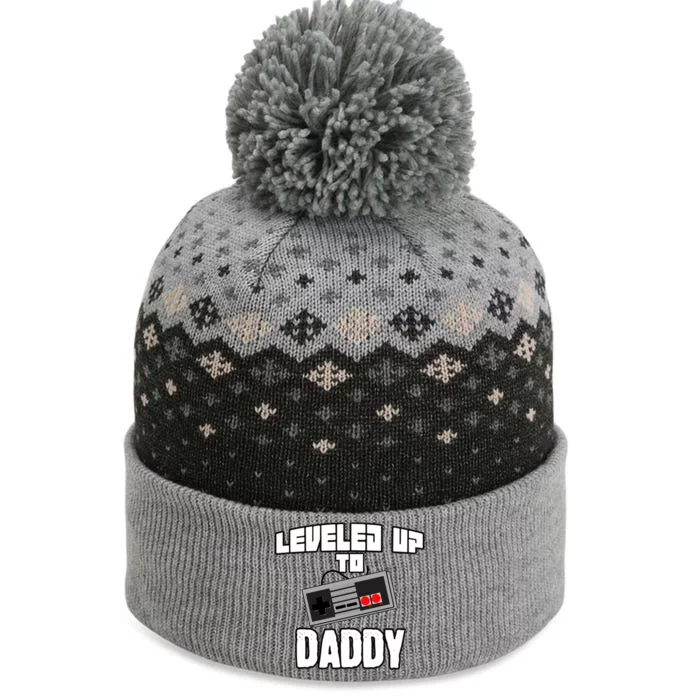 Leveled Up To Daddy Dad Fathers Day Dad Cute Gift The Baniff Cuffed Pom Beanie