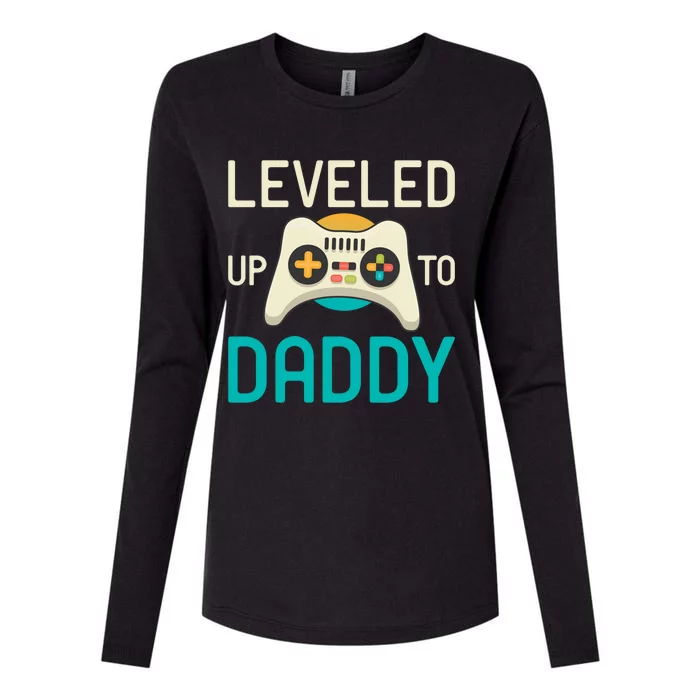 Leveled Up To Daddy Cool Videogame Player Gamer Fatherhood Gift Womens Cotton Relaxed Long Sleeve T-Shirt