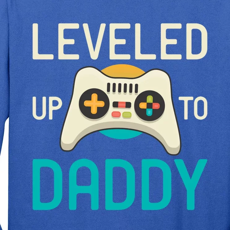 Leveled Up To Daddy Cool Videogame Player Gamer Fatherhood Gift Tall Long Sleeve T-Shirt