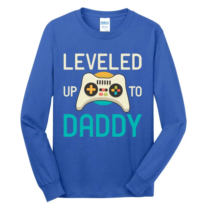 Leveled Up To Daddy Cool Videogame Player Gamer Fatherhood Gift Tall Long Sleeve T-Shirt