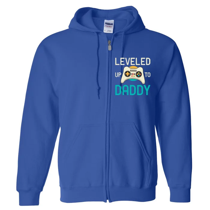 Leveled Up To Daddy Cool Videogame Player Gamer Fatherhood Gift Full Zip Hoodie