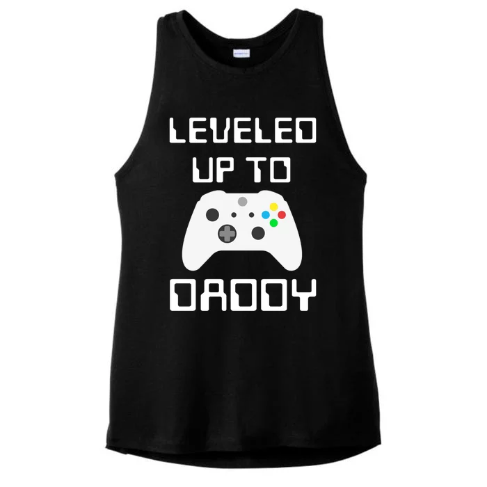 Leveled Up To Daddy Gamer Gift Daddy Level Unlocked Funny Gift Ladies Tri-Blend Wicking Tank