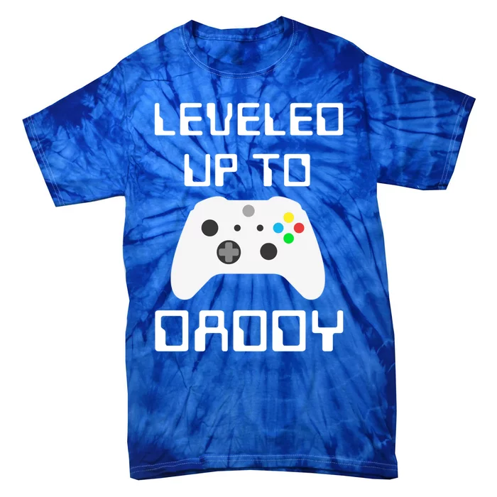 Leveled Up To Daddy Gamer Gift Daddy Level Unlocked Funny Gift Tie-Dye T-Shirt