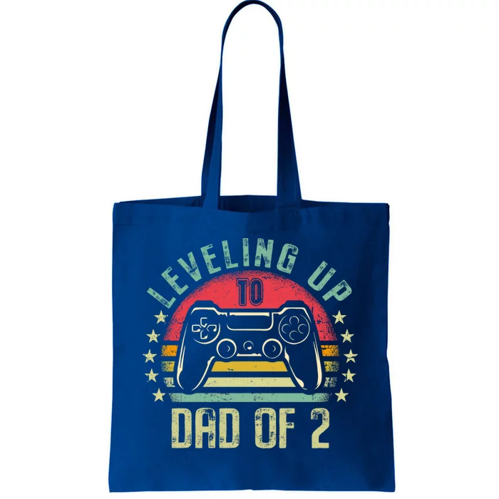 Leveling Up To Dad Of 2 Daddy Again Leveled Up Video Gamer Cute Gift Tote Bag