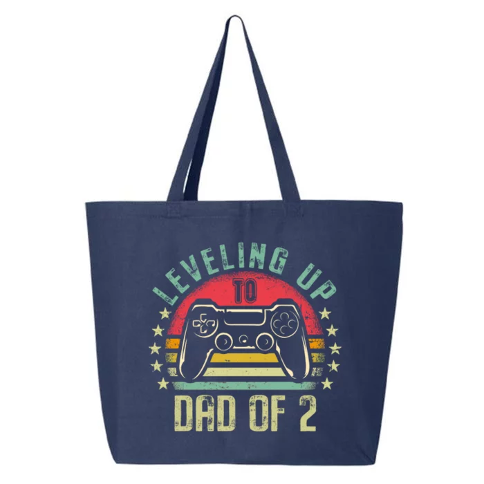 Leveling Up To Dad Of 2 Daddy Again Leveled Up Video Gamer Cute Gift 25L Jumbo Tote