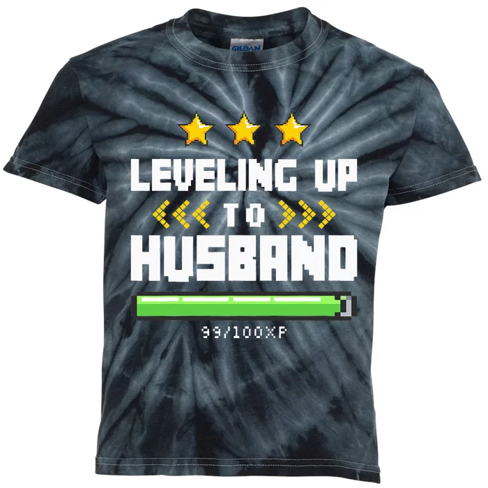 Leveling Up To Husband Bachelor Party Stag Grooms Getaway Kids Tie-Dye T-Shirt