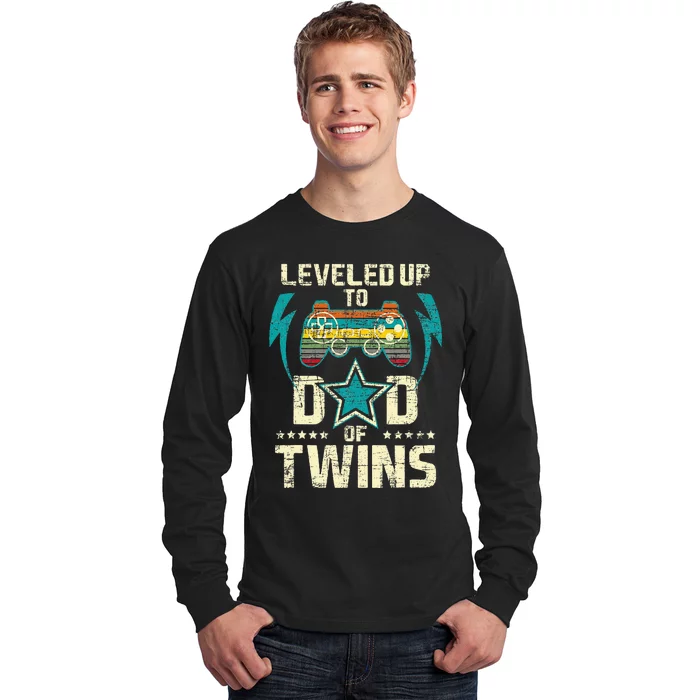 Leveled Up To Dad Of Twins Twin Dad Father Of Twins Long Sleeve Shirt