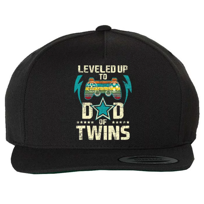 Leveled Up To Dad Of Twins Twin Dad Father Of Twins Wool Snapback Cap