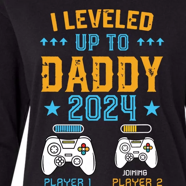 Leveled Up To Daddy 2024 Promoted To Dad Level Unlocked Womens Cotton Relaxed Long Sleeve T-Shirt