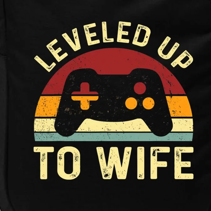 Leveled up To Wife Newlywed Bride Just Married Couple Impact Tech Backpack