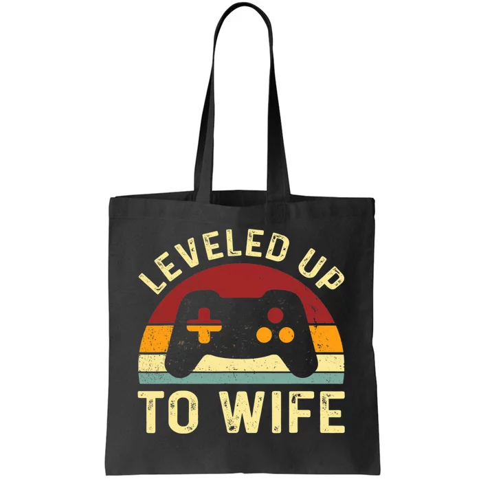 Leveled up To Wife Newlywed Bride Just Married Couple Tote Bag