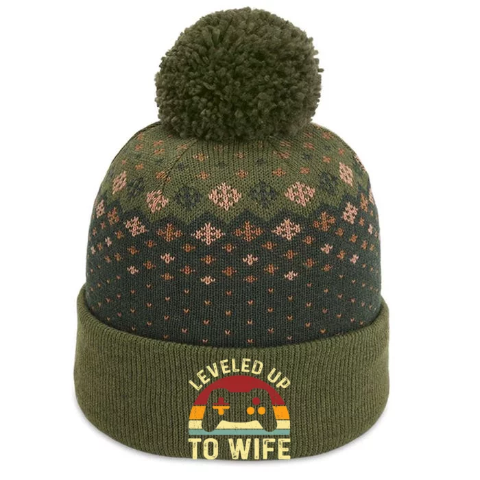 Leveled up To Wife Newlywed Bride Just Married Couple The Baniff Cuffed Pom Beanie