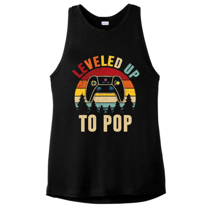 Leveled Up To Pop Funny Gamer Father's Day Dad Ladies Tri-Blend Wicking Tank