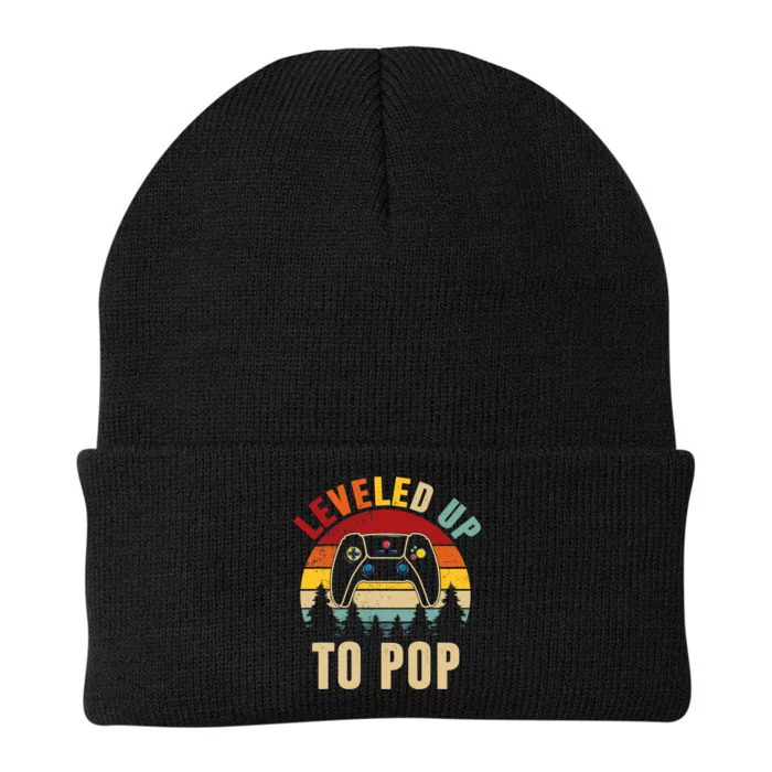 Leveled Up To Pop Funny Gamer Father's Day Dad Knit Cap Winter Beanie