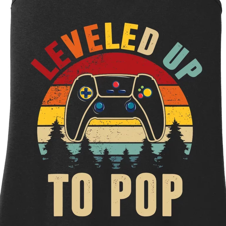 Leveled Up To Pop Funny Gamer Father's Day Dad Ladies Essential Tank