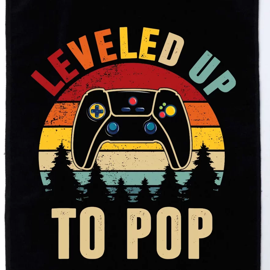 Leveled Up To Pop Funny Gamer Father's Day Dad Platinum Collection Golf Towel