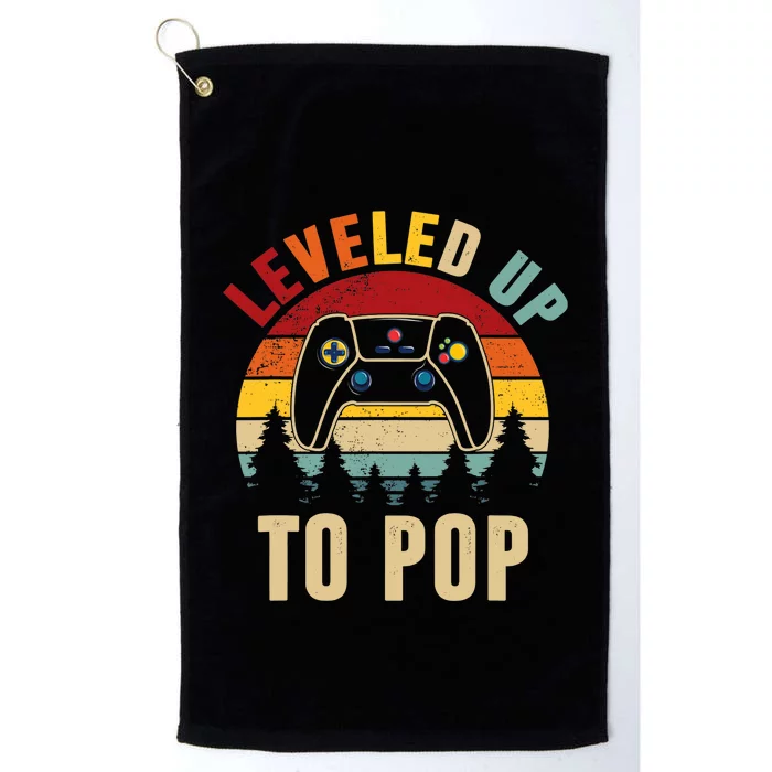 Leveled Up To Pop Funny Gamer Father's Day Dad Platinum Collection Golf Towel