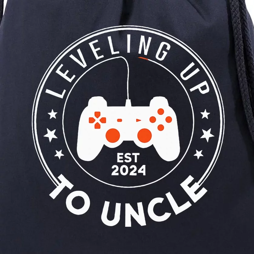 Leveling Up To Uncle Est 2024 Promoted To Uncle Drawstring Bag