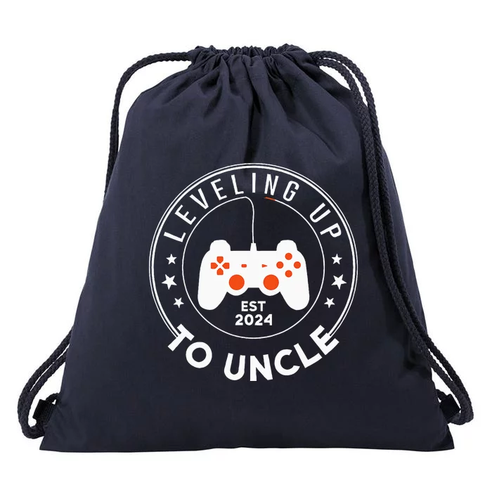 Leveling Up To Uncle Est 2024 Promoted To Uncle Drawstring Bag