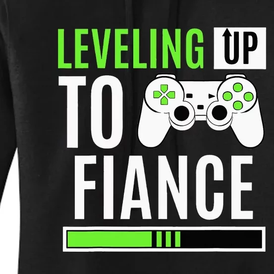 Leveled Up To Fiance Just Engaged Newly Engaged Couple Women's Pullover Hoodie