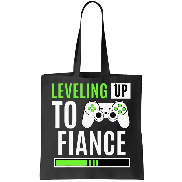 Leveled Up To Fiance Just Engaged Newly Engaged Couple Tote Bag