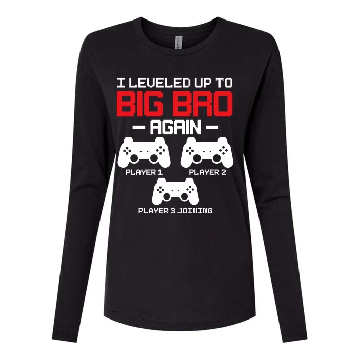 Leveled Up To Big Bro Again New Big Brother Gift Announcement Womens Cotton Relaxed Long Sleeve T-Shirt