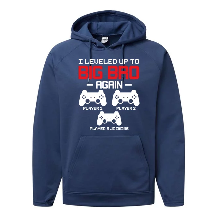 Leveled Up To Big Bro Again New Big Brother Gift Announcement Performance Fleece Hoodie