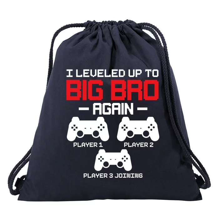 Leveled Up To Big Bro Again New Big Brother Gift Announcement Drawstring Bag