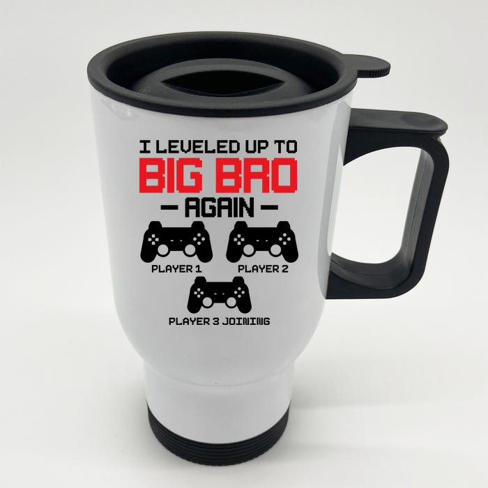 Leveled Up To Big Bro Again New Big Brother Gift Announcement Front & Back Stainless Steel Travel Mug