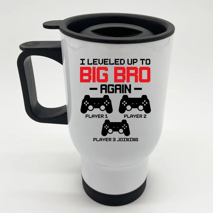 Leveled Up To Big Bro Again New Big Brother Gift Announcement Front & Back Stainless Steel Travel Mug