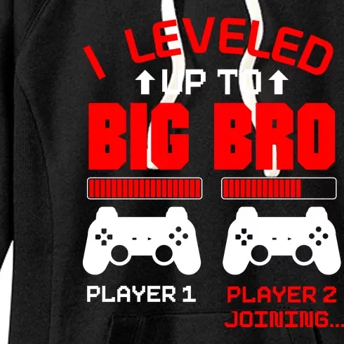 Leveled Up To Big Bro New Big Brother Gamer Gift Announcement Women's Fleece Hoodie