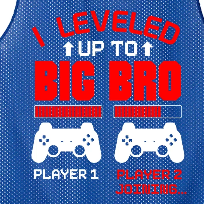 Leveled Up To Big Bro New Big Brother Gamer Gift Announcement Mesh Reversible Basketball Jersey Tank