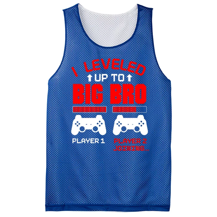 Leveled Up To Big Bro New Big Brother Gamer Gift Announcement Mesh Reversible Basketball Jersey Tank