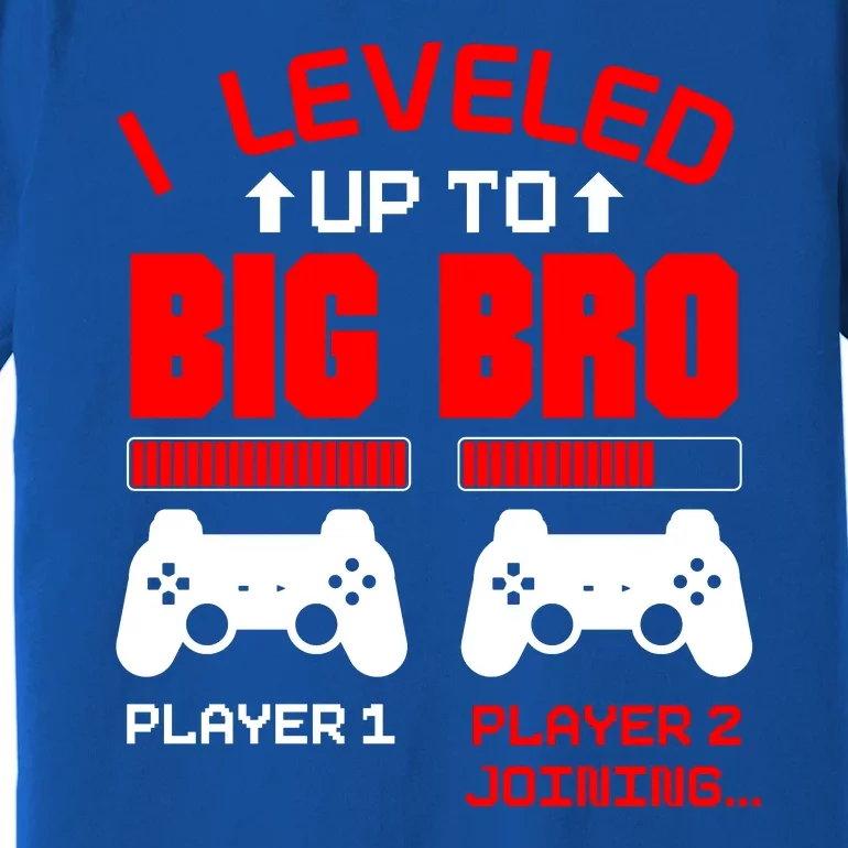 Leveled Up To Big Bro New Big Brother Gamer Gift Announcement Premium T-Shirt