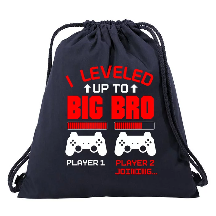 Leveled Up To Big Bro New Big Brother Gamer Gift Announcement Drawstring Bag