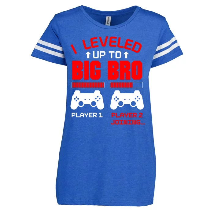 Leveled Up To Big Bro New Big Brother Gamer Gift Announcement Enza Ladies Jersey Football T-Shirt