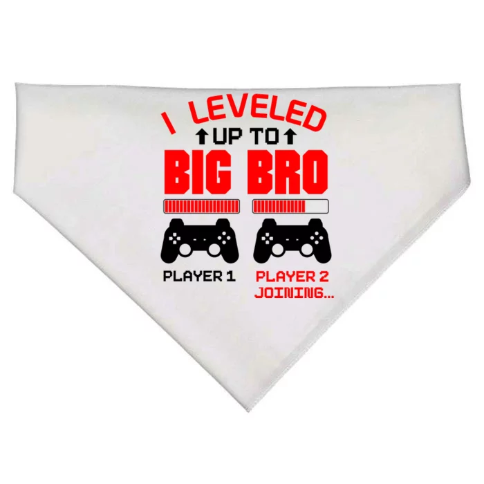 Leveled Up To Big Bro New Big Brother Gamer Gift Announcement USA-Made Doggie Bandana