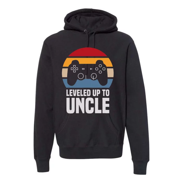 Leveled Up To Uncle Gift Gamer Gaming Pregnancy Announcement Premium Hoodie