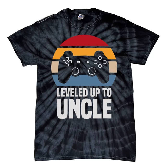 Leveled Up To Uncle Gift Gamer Gaming Pregnancy Announcement Tie-Dye T-Shirt