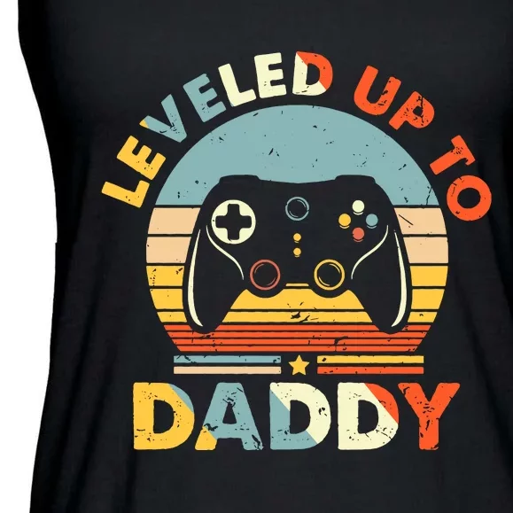 Leveled Up To Daddy New Father Happy Fathers Day For Husband Ladies Essential Flowy Tank