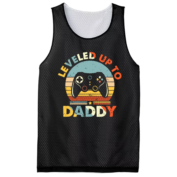 Leveled Up To Daddy New Father Happy Fathers Day For Husband Mesh Reversible Basketball Jersey Tank