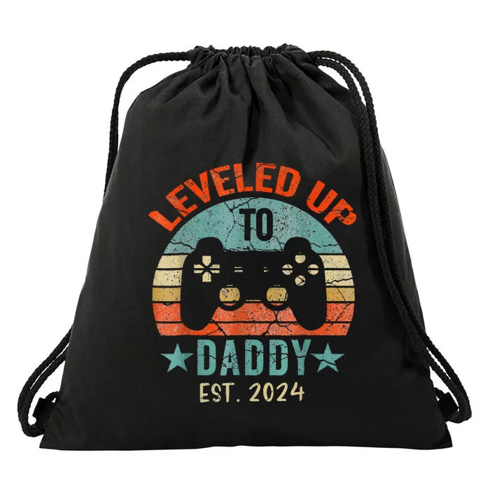 Leveled Up To Daddy 2024 Men Promoted Dad EST 2024 Drawstring Bag