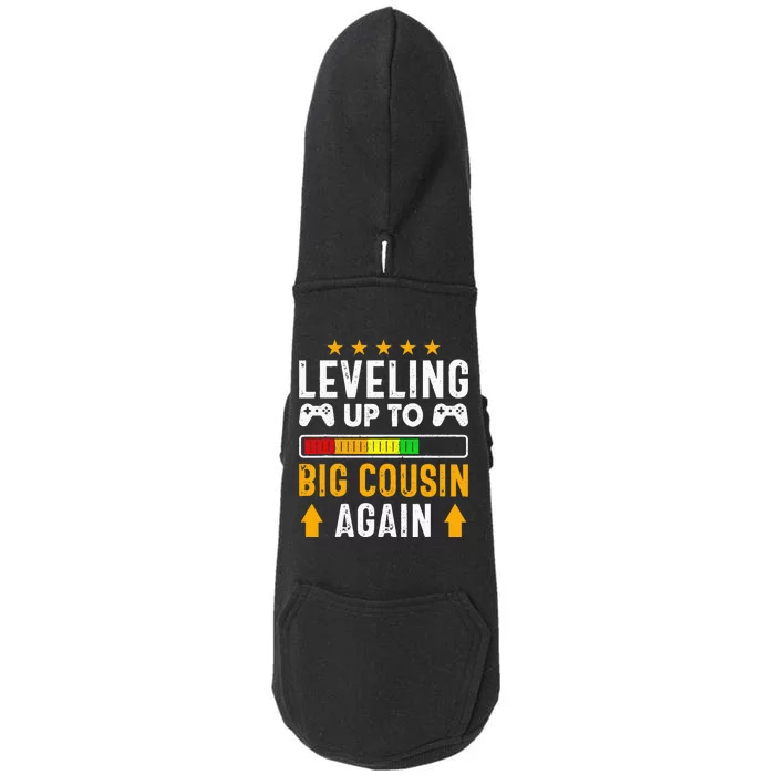 Leveling Up To Big Cousin Again Pregnancy Announcet Funny Doggie 3-End Fleece Hoodie